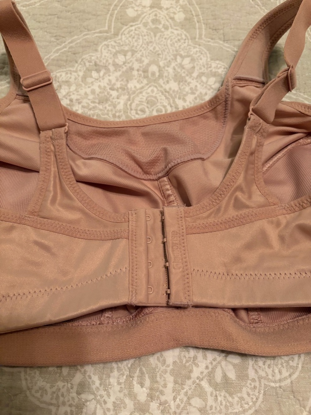 Glamorise Wireless Full-Coverage Sports Bra in tan color - Picture 4 of 6